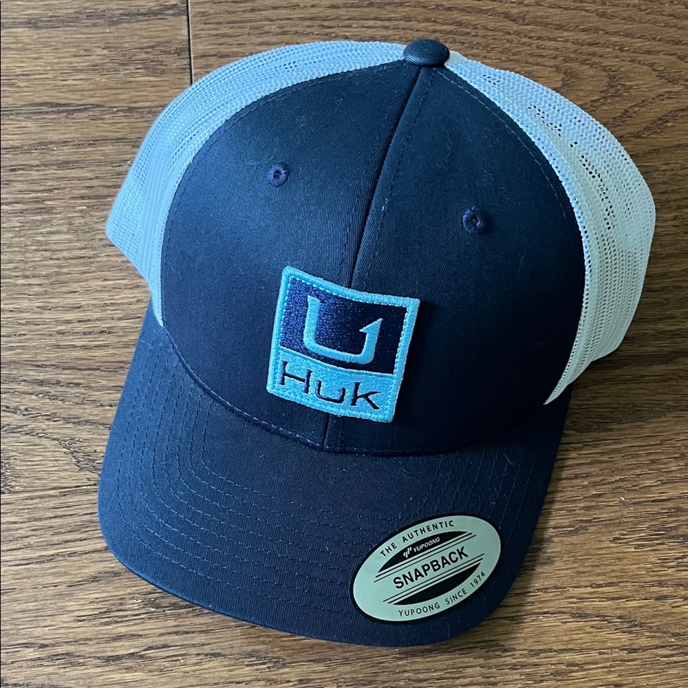 Huk Blue and White Trucker Hat.
